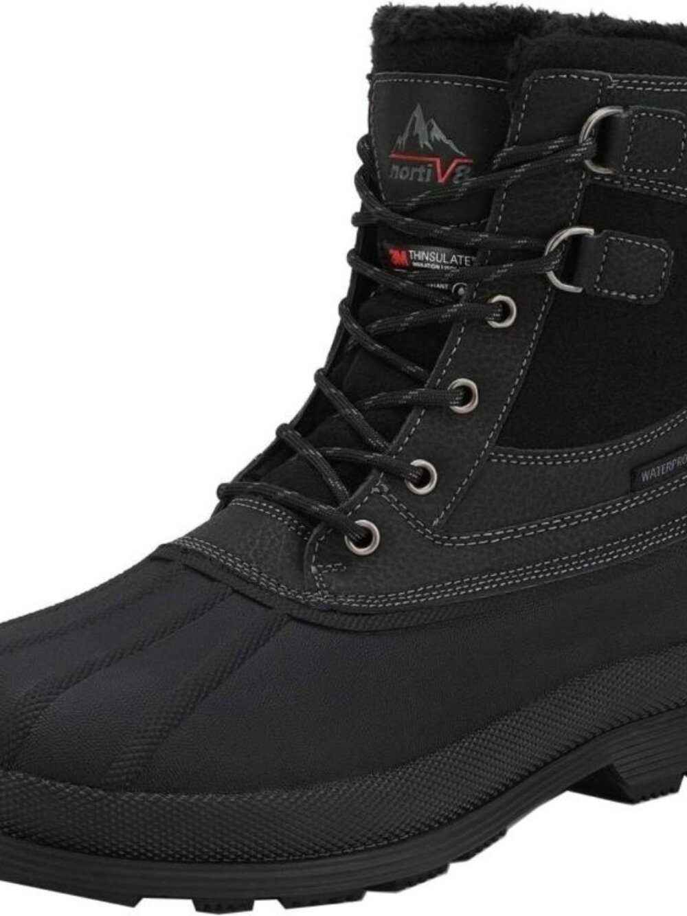 Men's Black Lace-Up Winter Boots with Plush Lining